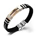 OPK Jewelry Fashion Rose Gold Geniune Silicone Bracelet for men Stainless steel Clasp ,Black, 8.26 inches