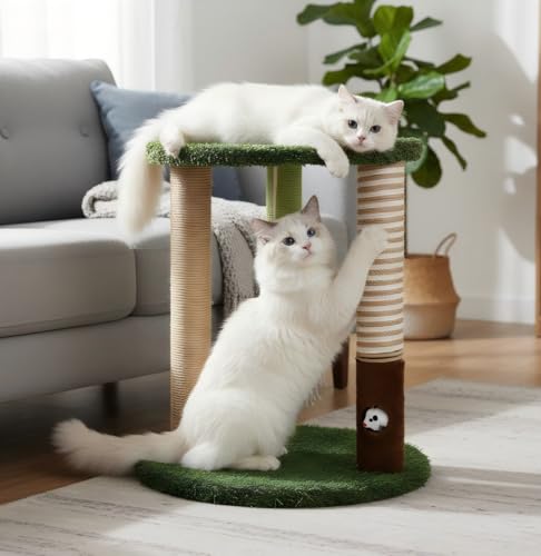 Árbol para Gatos Pequeño 17" con Base de Césped y Rascadores miniatura 1