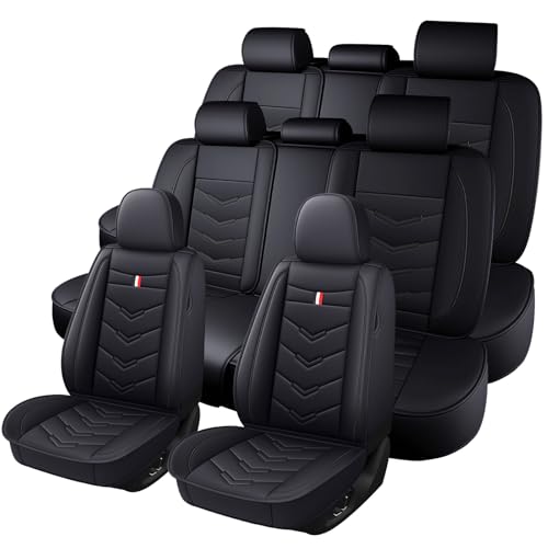 Axflong Car Seat Cover 8 Seats for Chevrolet Suburban 2000-2025, Durable Wear Resistant Waterproof Vehicle Cushion Cover, Breathable No Odor Premium Leather Vehicle Seat Covers.(Standard,Black)