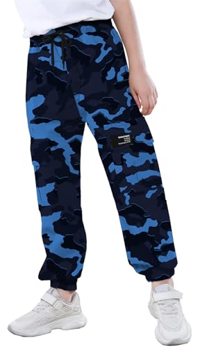 Boys&Mens Prints Cargo Pants Elastic Waist with Drawstring Casual Jogging Pants