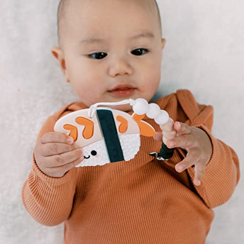 Image of Silicone Teether - Food-Grade, BPA-Free Teething Relief Toy for Babies - Safe, Durable & Easy-to-Hold Infant Teether - Textured Sensory Toy for Soothing Sore Gums - EBI Sushi