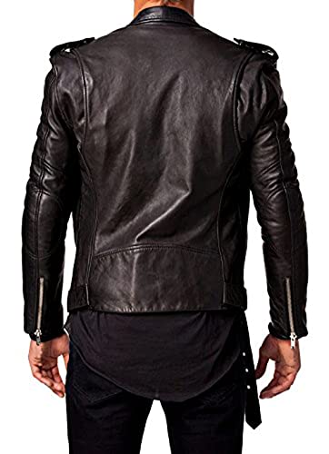 Image of Men Leather Jacket - Lambskin Winter Vintage Motorcycle Biker Jacket, Coat Soft & Stylish Moto Ride & Racing Jacket's