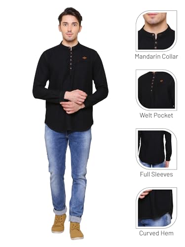 Image of Kuons Avenue Men's Short Denim Kurta | Kurta Shirt for Men