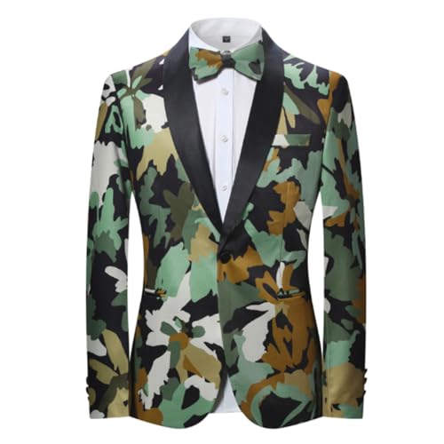 YFFUSHI Men's Printed Blazer Jacket Slim Fit Single Breasted Shawl Collar Stylish Casual Tuxedo