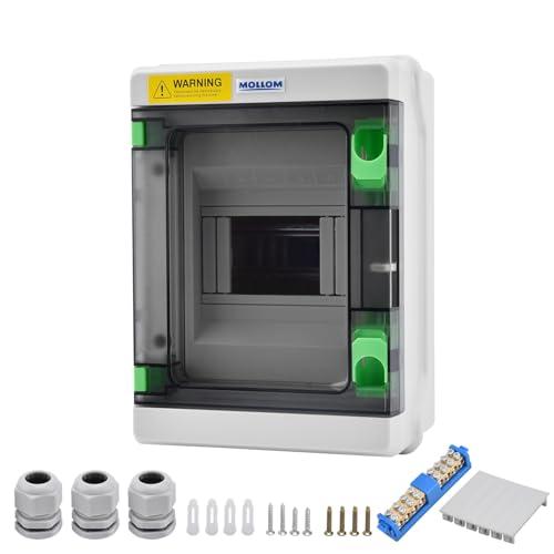 Catálogo para Comprar On-line Barras y rieles . 44 Mollom Caja de distribución de energía serie HA de 5 vías con barras de camión y riel DIN para disyuntor miniatura MCB, impermeable IP66, panel de distribución de energía...
