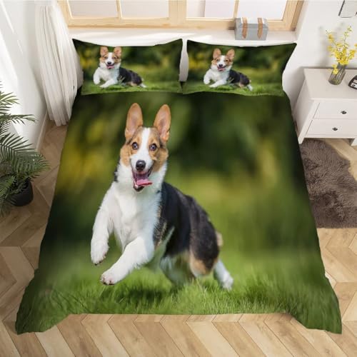 Housse de couette Corgi 200x200 microfibre douce ensemble haut de gamme