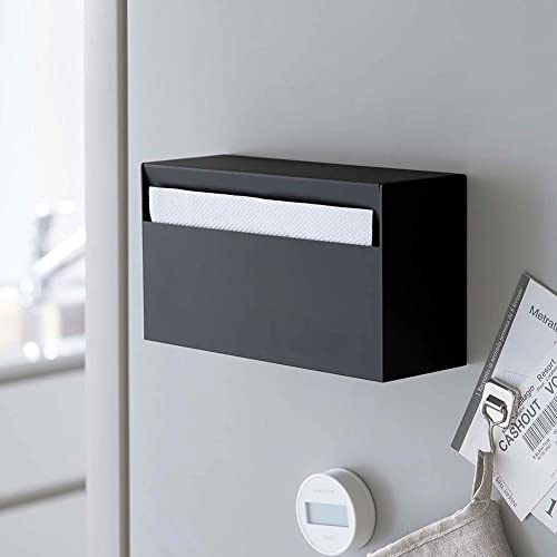 Yamazaki 5440 Magnetic Paper Holder, Black, Approx. W 9.6 x D 3.4 x H 5.3 inches (24.5 x 8.7 x 13.5 cm), Tower, Paper Towel Case
