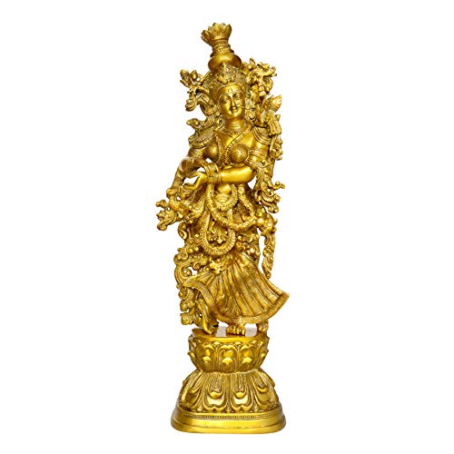 Image of AONA Brass Krishna Big Size Idol Statue Sculpture Height 29 inches, Religious