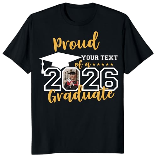 Custom Photo Graduation T-Shirt for Class of 2026 Personalized Family Matching Graduation Shirts Proud Graduate Celebration Apparel Senior 2026 Outfits