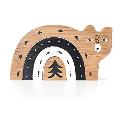 Wee Gallery Bamboo Nesting Bear, Building and Stacking Blocks, Arc Stacker and Balance Toy for Child Motor Skills, Problem Solving, Play, and Nursery Decor (for Kids Age 18 Months and up) Cover