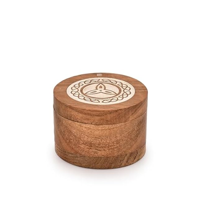 Kaizen Casa Spice Cellars Acacia Wood Salt & Spice Box With Swivel Cover For Kitchen, Perfect For Keeping Table Salt, Gourmet Salts, Herbs or Favorite Seasonings (3.5 x 3.5 x 2.5)