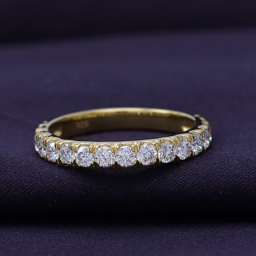 1 Carat (ctw) Half Eternity Style Ring, Lab Grown Diamond Wedding Band Ring For Women In 14k Gold Over 925 Sterling Silver Jewelry Gifts For Her (1 Ct)3