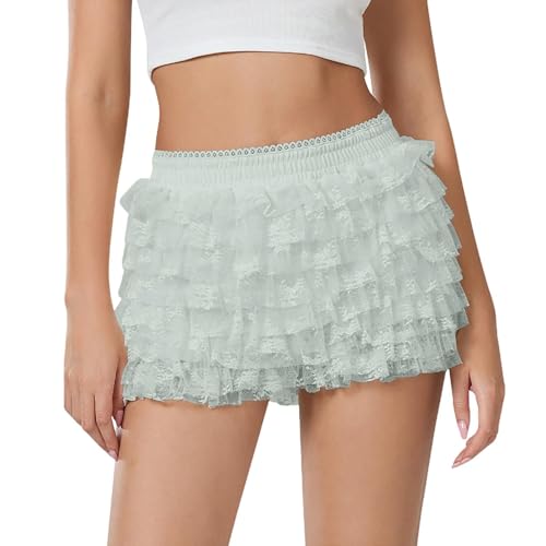 Shorts de encaje gótico elegantes con detalles de volantes delicados