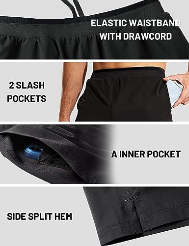 MIER Men's 2 in 1 Running Shorts with Liner 5" Quick Dry Gym Workout Athletic Shorts with Pockets, Lightweight, Breathable2