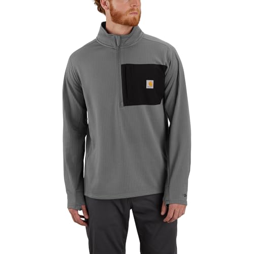Carhartt Men's Force Relaxed Fit Mock Neck Half-Zip T-Shirt, Steel, Small - image 1