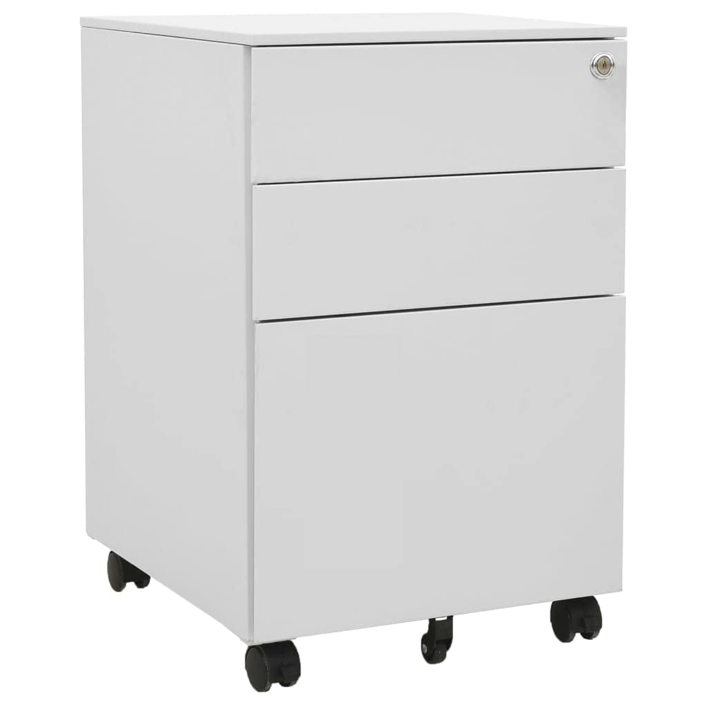 vidaXL Aktenschrank mit Rollen Rollcontainer Bürocontainer Schubladenschrank Büroschrank Stahlschrank Metallschrank Schrank Hellgrau 39x45x60cm Stahl