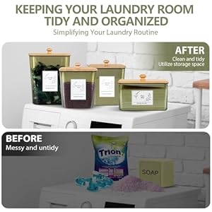 4packlaundrypodscontainerdryersheetholderplasticlaundrypodholderwithlidsscoopslaundryroomorganizationandstoragesetsforpowderdetergentscentbooster Urban Country Home Decor 4 pack laundry pods container dryer sheet holder plastic laundry pod holder with lids scoops laundry room organization and storage sets for powder detergent scent booster urban country home decor