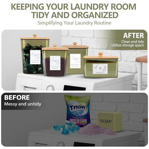4packlaundrypodscontainerdryersheetholderplasticlaundrypodholderwithlidsscoopslaundryroomorganizationandstoragesetsforpowderdetergentscentbooster Urban Country Home Decor 4 pack laundry pods container dryer sheet holder plastic laundry pod holder with lids scoops laundry room organization and storage sets for powder detergent scent booster urban country home decor