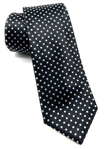Scott Allan Collection Polka Dot Ties for Men - Woven Necktie - Black w/White
