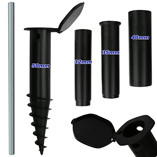 Jumua Washing Line Spike,Plastic Screw Rotary Washing Line Parasol Ground Spike 32mm 35mm 40mm 50mm Diameters for Flags, Activity Poles, Bird Feeders, and Rotary Airers