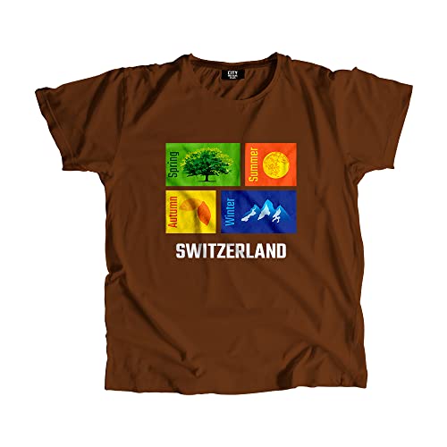 T-shirt Switzerland Seasons marron pour homme vêtement unisex mode
