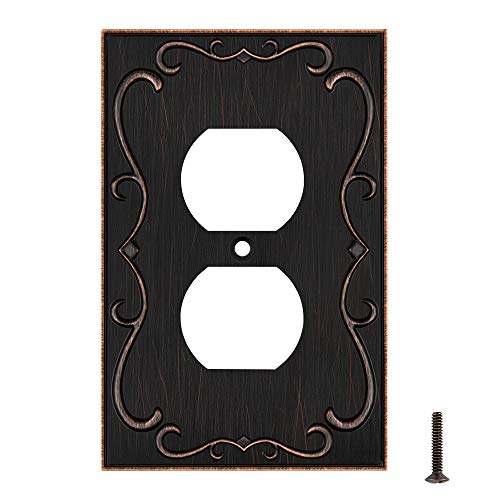 French Cabriole Decorative Wall Plate Switch Plate Outlet Cover (Single Duplex, 2 Pack, Aged Bronze) #TOP5