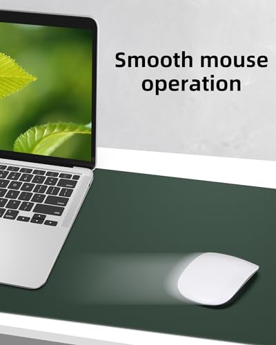 Image of AFIING Leather Desk Pad Protector, Mouse Pad, Office Desk Mat, Non-Slip PU Leather Desk Blotter, Large Desk Mat, Waterproof Keyboard Mat for Office /Home /Decor (Dark Green, 48 inch x 17 inch)