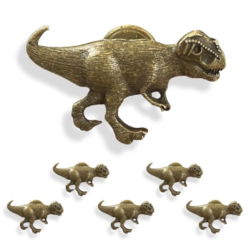 foxwake T-Rex Dinosaur Drawer Knobs 2.2 * 1.3" 6Pcs Cute&Cool 3D Dinosaur Cabinet Pulls, Jurassic Theme Dresser Knobs for Kids Room, Nursery, Playroom, Dinosaur Lovers with 2 Sizes of Screws