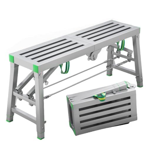 Vzfv 足場台 踏み台 伸縮脚 5段階高さ調整 折りたたみ式 洗車・DIY・高所作業など多用途に 軽量設計 滑り止めで安定 安全ハンドル付き 持ち運び便利 室内作業台 120×30cm (200*30cm)