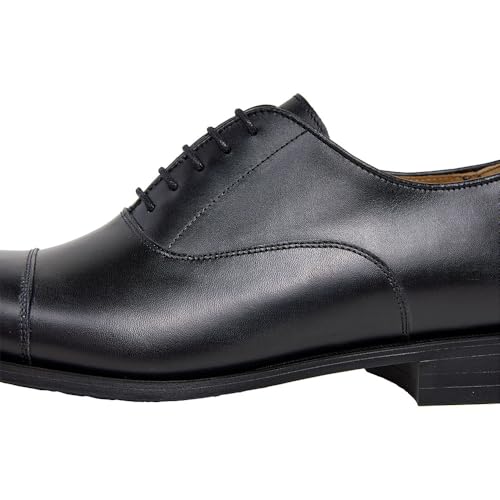 Hackett London Para Hombre. HMS200002 Zapatos De Piel George Oxford Negro (45), Plano, Cordones, Casual, Fiesta, CláSico - 5
