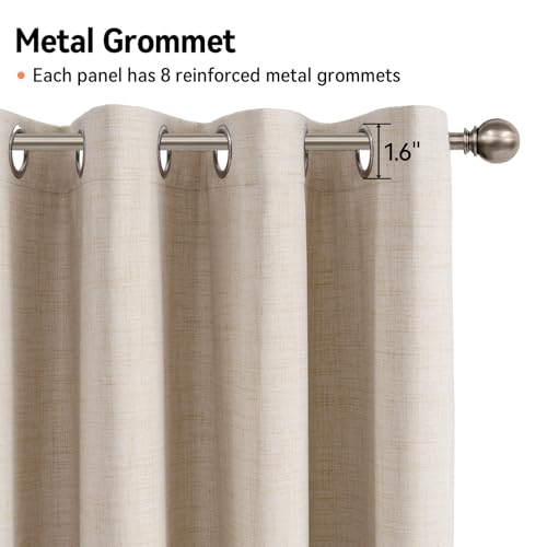 Image of 100% Blackout Shield Linen Textured Total Blackout Curtains for Bedroom 72 Inches Long, Oatmeal Grommet Curtains for Living Room, Thermal Insulated Room Darkening Drapes, 50 inch W x 72 inch L, 2 Panels
