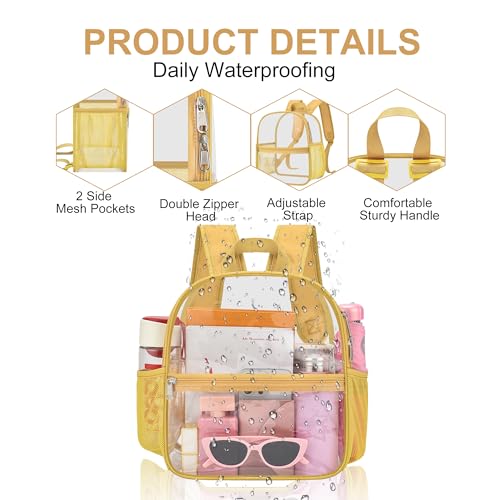 Image of Oraben Clear Backpack for Stadium Events, Stadium Approved 12 x 6 x 11, Small Clear Backpack for Concerts School Works, Fast Security Check, Waterproof PVC, Adjustable Straps, Women Men