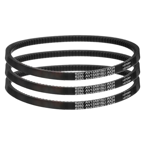 Image of uxcell 3 Pcs AX24 EPDM V-Belt, Raw Edge Cogged Industrial Rubber V Belt 1 /2 inch Width x 24 inch Inside Circumference
