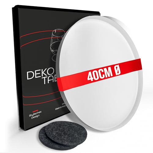 Plateau rond blanc DREIBERG Ø 40 cm en métal design chic pour table - 2