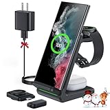 LK Wireless Charging Station for Samsung - 3 in 1 Wireless Charger Compatible for Samsung S23 Ultra Plus S22 S21 S20 Note20 Z Flip 4/3 Z Fold,Galaxy Watch 5/5 Pro/4/3 Galaxy Buds