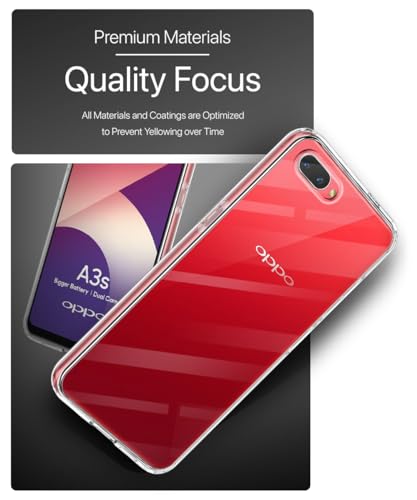 Image of WOW IMAGINE Transparent Crystal Clear Oppo A3s Back Cover Case | Shockproof Soft TPU Case | Cushioned Edges for Ultimate Protection Bumper Case for Oppo A3s - Transparent