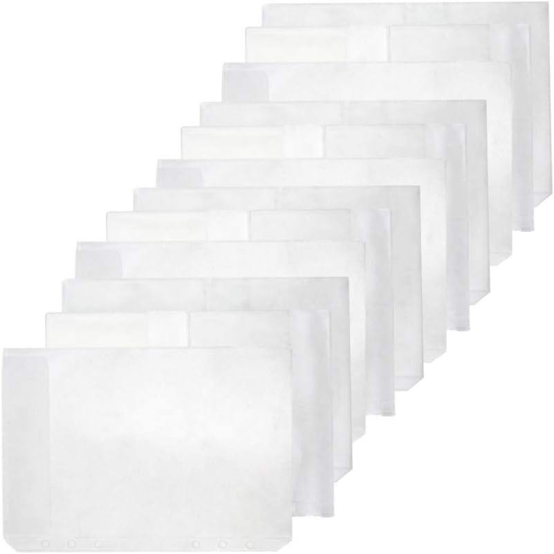 Eilova 6 Holes Clear Plastic PVC Binder Pockets Sheet Protector Fit 6-Ring Loose-Leaf Planner Notebook Refills Business Card Holder File Document Pouch Storage Bag Pencil Case(A5, 12Pack)