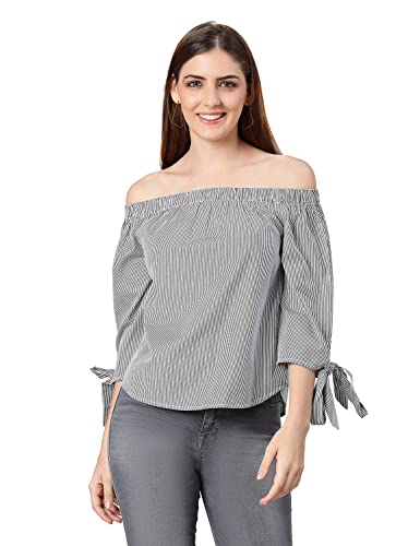 Image of oxolloxo Ragalia Stripes Printed Off-Shoulder Women top