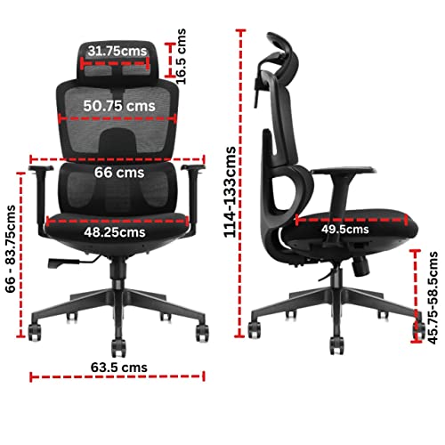 Image of ErgoLab Bravo Office Chair, High Back Ergonomic Mesh Office Chairs with 3 Year Warranty | Computer Chair, Revolving Chair with Cushion Seat and Adjustable Height and 1D Armrests - Bravo Black
