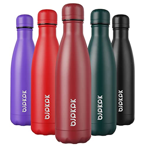 BJPKPK 17oz Insulated Stainless Steel Water Bottles,Sports Water Bottles Keep Cold for 24 Hours and Hot for 12 Hours,BPA Free for Travel,Brick Red