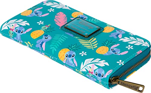 Loungefly Disney Stitch Tropical Print Faux Leather Wallet - Accordion Style & Zip Around3