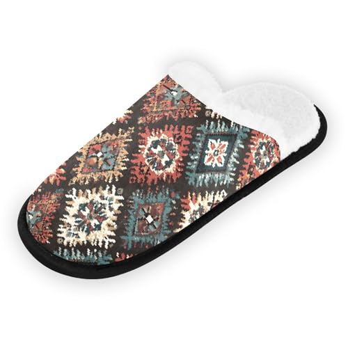 Painted Bohemian Brown Slippers For Women Men Soft Memory Foam Non-Slip Design Winter Indoor House Shoes Travel Slipper2