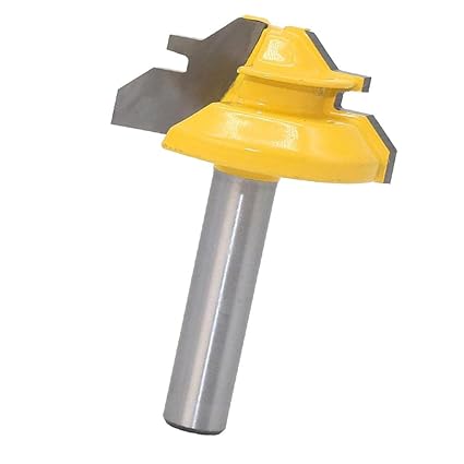 8mm Shank x 1-3/8'' Lock Miter Router Bit 45 Degree Woodworking Cutter Tool, Made of cemented Carbide for high Hardness and Long Service Life