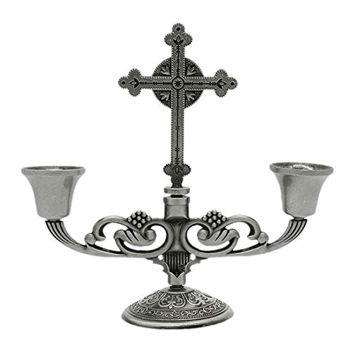 Fenteer Castiçal 2 braços Castiçais para velas de coluna, velas cônicas de metal decoração de candel