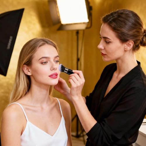 AOOTE Brocha Retráctil para Colorete con Cubierta,2 Pcs Brocha Base Maquillaje Fluido Kabuki,Brocha para Colorete Portátil para Contornear,Iluminar,Ocultar y Resaltar - imagen 7