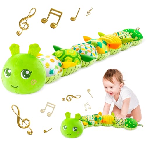 Image of Sumobaby Infant Baby Musical Multi-Sensory Caterpillar, Stuffed Animal Activity Soft Toys, for Tummy Time Newborn 0-3-6-12 Months Boy and Girls,Green