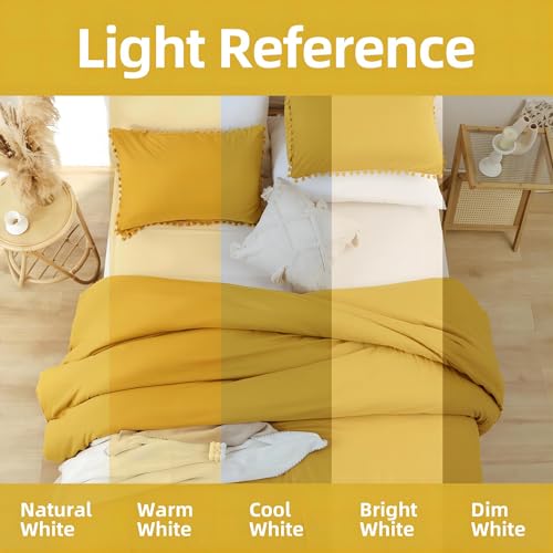 YIRDDEO Full Size Comforter Sets - Full Size Comforter with Ball Pom Fringe, Soft Bedding Set for All Seasons - 3 Pieces, 1 Comforter (79"x90") & 2 Pillow Shams(20"x26"), Mustard Yellow