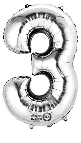 Preisvergleich Produktbild amscan Folienballon SuperShape Zahl 3, Silber