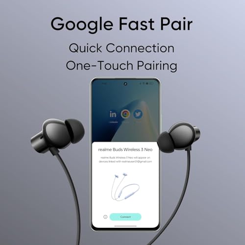 Image of [Original] Budss for Real me Buds Wireless 3 Neo in Ear Bluetooth Neckband with 13.4 Mm Dynamic Bass Boost Driver,Upto 32 Hours Playback,Fast Charge,Ai Enc,45Ms Low Latency,Ip55 Water Resistant(Black)