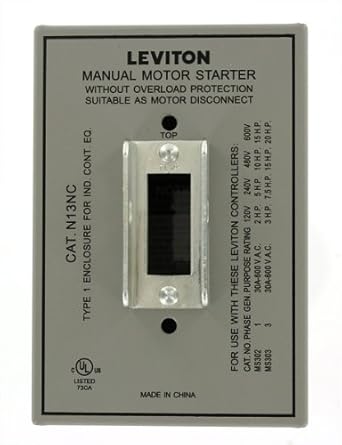 Leviton N13NC-DS Type 1 Enclosure, for Use with 30 Amp Motor Starter Switches, Steel, Gray